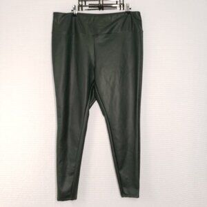 A New Day Faux Leather Leggings Womens XL Green Fleece Lined Matte High Waisted